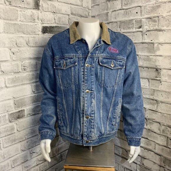 Vintage Blanket Lined Jean Jacket Firefighter Workwear USA E-One 90s Y2K - Picture 2 of 16